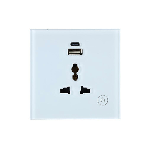 (white) Matter WIFI Zigbee Wall Socket With USB Type C Universal Electrical Plug Outlet Power Touch Switch For Alexa Google Home Tuya