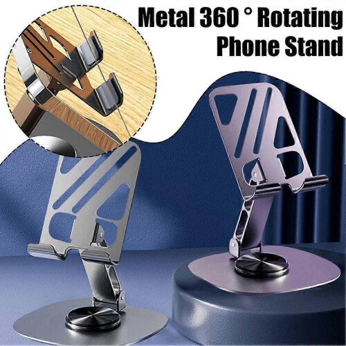 (Grey) All-metal Rotatable Multi-functional Foldable Mobile Phone Holder 1