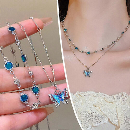 (A) Summer Cool Double Butterfly Necklace 1