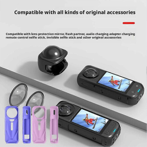 (Purple) for X5 Silicone Protective Case Panoramic Camera Body Lens Anti Scratch Cover 2