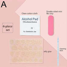 (4pcs) Nail Art Tool Kit Nail Jelly Glue DIY Set File Strip For Beginner