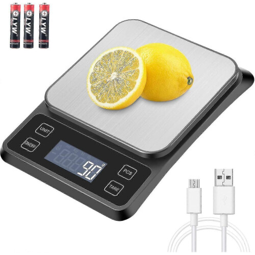 Kitchen Scales Usb Rechargeable Precision Scale, 10kg/1g Stainless Steel