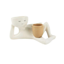 (yellow) Lazy Guy Planter, Funny Plant Pots, Lazy Little Character Flowerpot