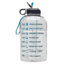 (White) 3.78l Large Water Bottle Hydration With Motivational Time Marker Reminder