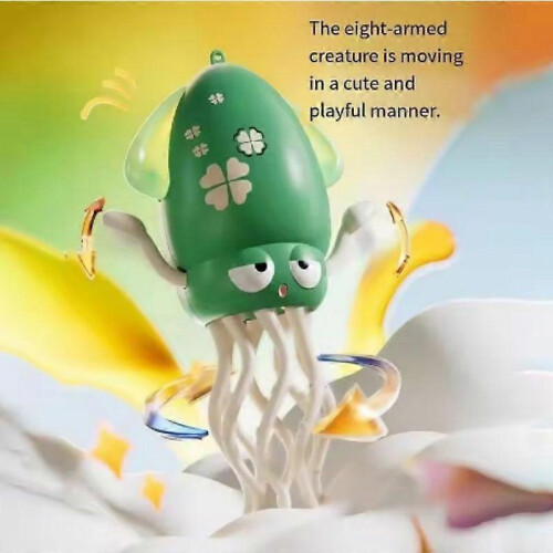 (Yellow)Electric Automatic Obstacle Avoidance Octopus, Interactive Auto-Dance Octopus  Crawling Octopus Toy with LED Lights & Music 2