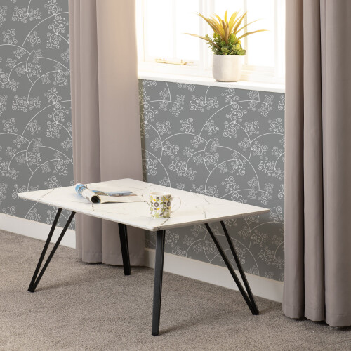 Seconique Marlow Coffee Table  White Marble Effect 1