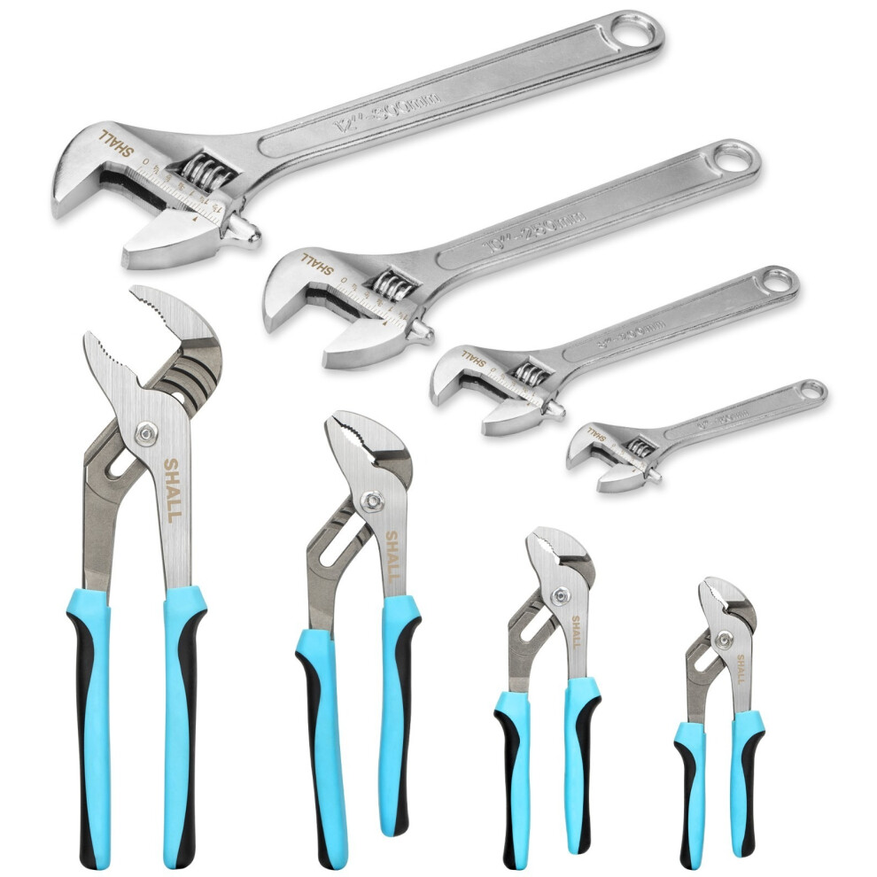 Photos - Tool Kit 8pcs Adjustable Wrench & Water Pump Pliers Set, 300/250/200/150mm UK