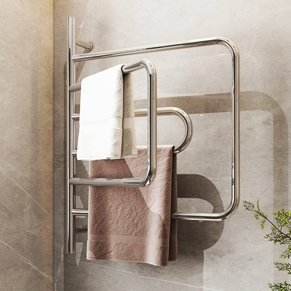 Heated Towel Rack 6 Bar Wall Mounted Electric Towel Warmer Stainless Steel Fast Heating Safe Overheat Protection 9073542792789