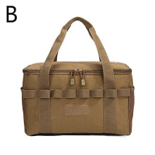 (Brown) Outdoor Cutlery Storage Bag, Camping Large Capacity Picnic Bag