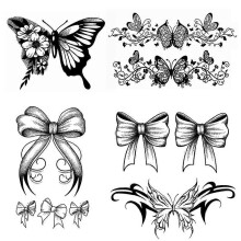 Butterfly Knot Tattoo Sticker Waterproof Female Semi Permanent Simulation 5pcs