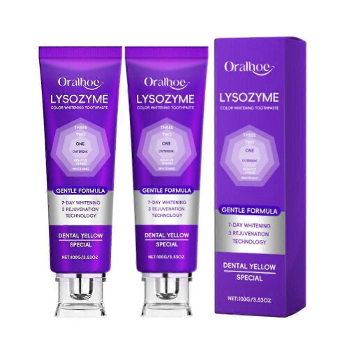 (2pcs)1-5pcs Lysozyme Whitening Toothpaste, 2026 Colour Correcting Purple -Toothpaste New