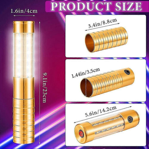 2 Pcs LED Strobe Baton Light LED Service Light Reusable LED Light Champagne Handheld Light Gold,US 1