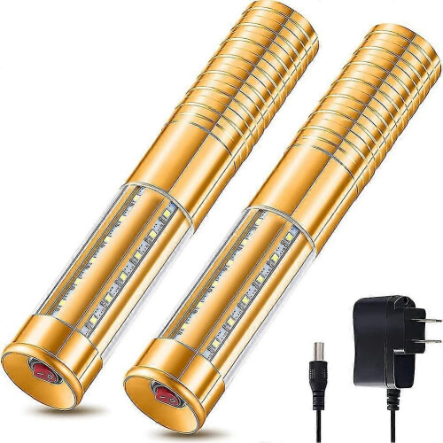 2 Pcs LED Strobe Baton Light LED Service Light Reusable LED Light Champagne Handheld Light Gold,US