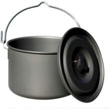 4.5L Camping Hanging Pot Aluminum Alloy Cooking Pot Campfire Heating Stove W/lid Picnic Kettle for 6-8 People - DD