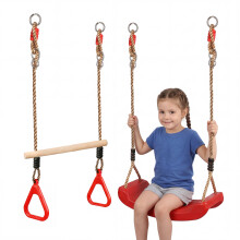 The Magic Toy Shop 2-in-1 Swing Set and Trapeze Bar with Rings for Kids Outdoor Play Equipment