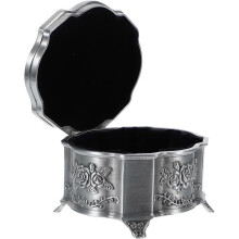 Metal Alloy Jewelry Box Oval Finger Ring Chest Earrings Storage Case Embossed Rose Flower Pattern Trinket Box Finger Rings Keepsake for Girls Ladies H