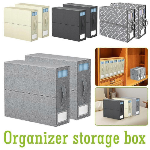 (Black) 2PCS Bed Sheet Organizer Bed Sheet Storage Box for Pillowcases Blanket Towels 1