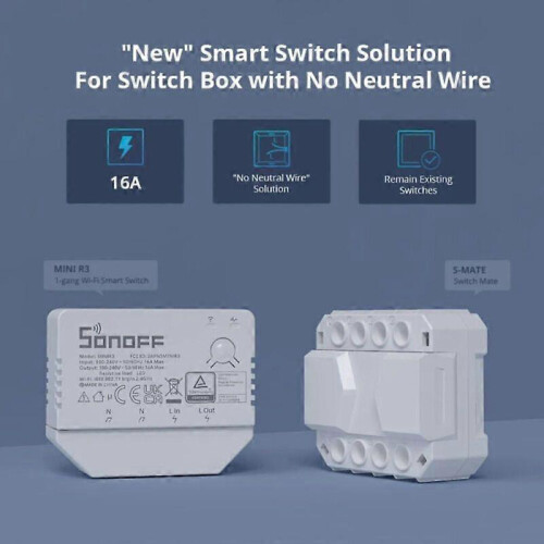 (MINIR3) SONOFF DUAL R3 WiFi Bluetooth Smart Switch 16A S-MATE Switch Remote Control 2