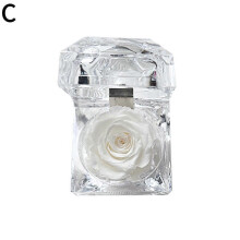 (B) Clear Acrylic Plastic Jewelry Box Mini Storage Box Acrylic Flower Box