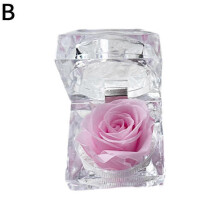 (Pink) Clear Acrylic Plastic Jewelry Box Mini Storage Box Acrylic Flower Box