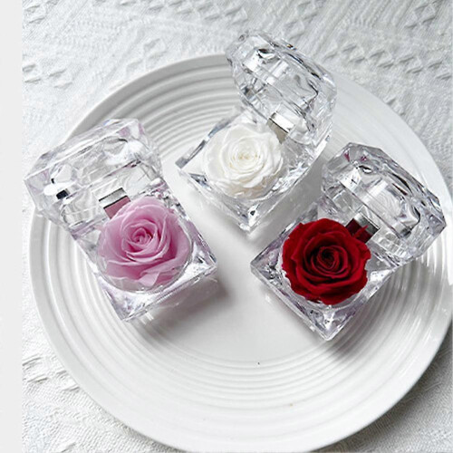 (A)Clear Acrylic Plastic Jewelry Box Mini Storage Box Acrylic Flower Box 2