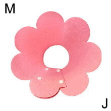 (M Color Pink, Purple) Pet Dog Cat Flower Collar Felt Soft Cone Anti Bite Puppy E-Collar Adjustable