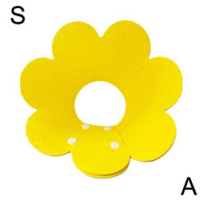 (S Color Yellow, Rose Red) Pet Dog Cat Flower Collar Felt Soft Cone Anti Bite Puppy E-Collar Adjustable
