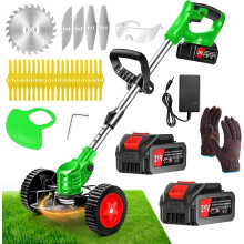 Byerba Strimmer Cordless ?Cordless Strimmer with 4 Types Blades?2 Pieces 21V 4000Ah Lithium Battery Strimmer?Adjustable Retractable Electric
