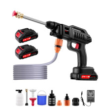 Worshow Cordless Pressure Washer, 60Bar Portable Power Washer, 21V Battery Jet Washer with 5M Hose, 2 Batteries, Foam Pot, Bucket, 1500W Electric