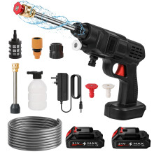 Cordless Pressure Washer,Portable Cordless High-Pressure Washer,6 in 1 Nozzles,20 Bar,5M Hose,Jet Wash Tool with Batteries,High-Pressure Cordless Jet