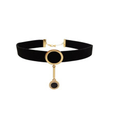 Wedity Black Sexy PU Leather Choker Necklaces Circle Collar Choker Jewelry Adjustable for Women and Girls
