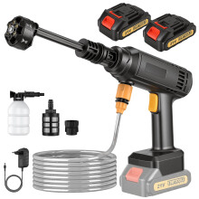 Cordless Pressure Washer,Portable Power Washer,21V 60 Bar Portable Pressure Washer with 2PCS Battery,6-in-1 Adjustable Nozzle,5m Hose Pressure Cleaner