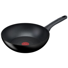 Tefal G28819 Hard Titanium On Wok Pan, 28 cm, Aluminium Safe Non-Stick Coating, Thermal Signal Temperature Indicator, Suitable for All Hob Types,