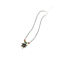 Zac's Alter Ego Bob Marley on Pot Leaf Pendant on PVC Cord Necklace