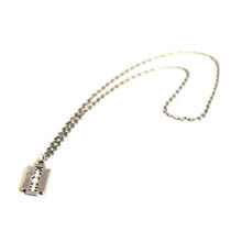 Tibetan Silver Razor Blade Necklace on a Ball Chain Punk Goth Fancy Dress Retro