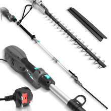 Bluemars Heavy Duty 1100W Pole Hedge Trimmer - 2.6m Long Reach Telescopic Extendable Cutter For Hedges, Bushes, Branch, Shrub - 10m Cable, Adjustable
