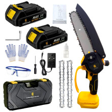 AR Easy Buy Mini Chainsaw Cordless 6-Inch | 21V Battery Saw, 300W Brushless Electric Saw, 2 x 4000mAh Batteries, Lightweight & Powerful, Ideal for