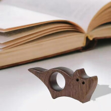 (Cat) Wooden Pet Thumb Bookmark Portable Thumb Book Clips