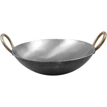 Reldor Heavy Duty Iron Karahi Kadai Wok Balti Dish with Handles Round Base Hotel Restaurant Kitchen Catering Cookware (12 INCH)