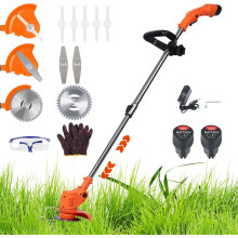 12V Cordless Grass Strimmer,4Inch Grass Cutter with 2x2.0 Ah Batteries?Charger,Adjustable Length Garden Brush Cutter,Telescopic Garden Lawn Edger
