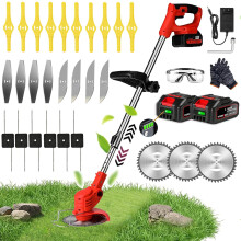 Cordless Grass Trimmer, Telescopic Electric Weed Wacker,Electric Garden Strimmer Grass Cutter for Lawn Edger Pruning Weed,Lightweight Lawn