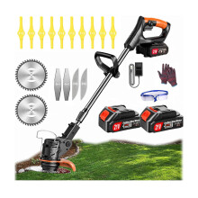 Strimmer, Cordless Strimmer, Grass Trimmer, Garden Strimmer, Strimmer Cordless, with (2 x 4.0A Battery And Fast Charger)& 3 Types of Blades for