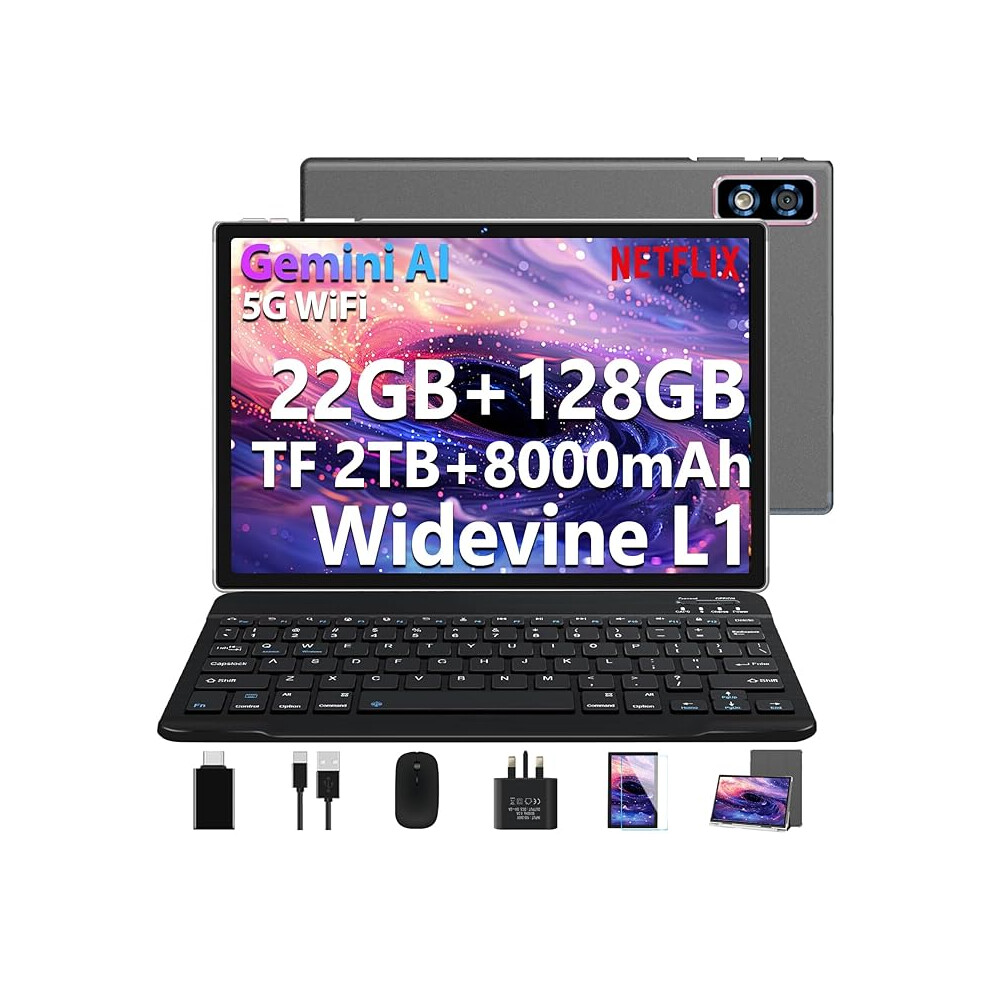 2026 Tablet 10 Inch Android With Gemini Ai, 22Gb Ram+128Gb Rom(Tf 2Tb), Gms, 8000Mah, Octa Core 2.0Ghz, 5G Wifi 012654786131