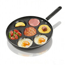 Cyrank Nonstick Pancake Pan, 7 Holes Egg Frying Pan Egg Omelette Pan Induction Fried Egg Pan Egg Poacher Pan Mini Pancake Maker Nonstick Pancake