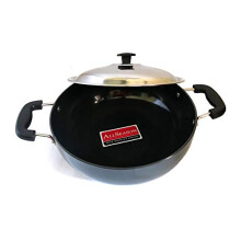 SRIYUG Hard Anodized Nonstick All Purpose Pan Deep Kadai Deep Frying Pan with Stainless Steel Lid Stir Fry Pan Multipurpose Pan (2 LTR) Stainless
