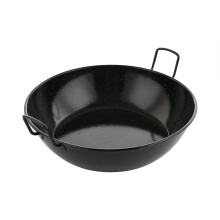 Vaello Campos Enamelled Deep Frying Pan / Flat Bottomed Wok / Spanish Sarten - Double Handle 40Cm