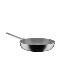 Alessi Convivio DC114/28 - Deep Design Frying Pan in Multiply, Suitable for Induction, 8/10 Stainless Steel with PVD and Magnetic Steel Bottom,