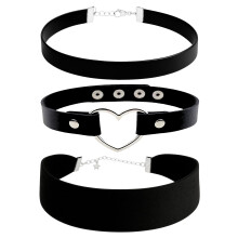 STACKABLE CREATIONS Black/Red/Green/White Leather, Velvet, Heart Pendant Choker 90s Accessories Goth Style Punk Gothic Neck Collar Choker Necklace for