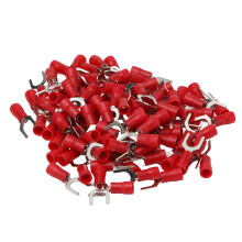 100Pcs Insulated Fork Terminals Copper PVC U Type Wire Connector Electrical Crimp Terminal 16?14AWG