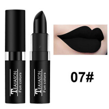 (Black) 12 color Waterproof Velvet Matte Black White Lipstick Lasting Pigment Green Purple Lipstick Christmas Halloween Party